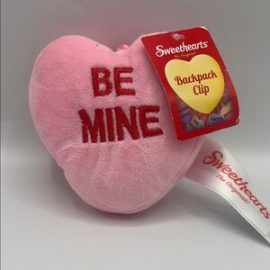 Sweethearts brand "Be Mine" heart-shaped backpack clip